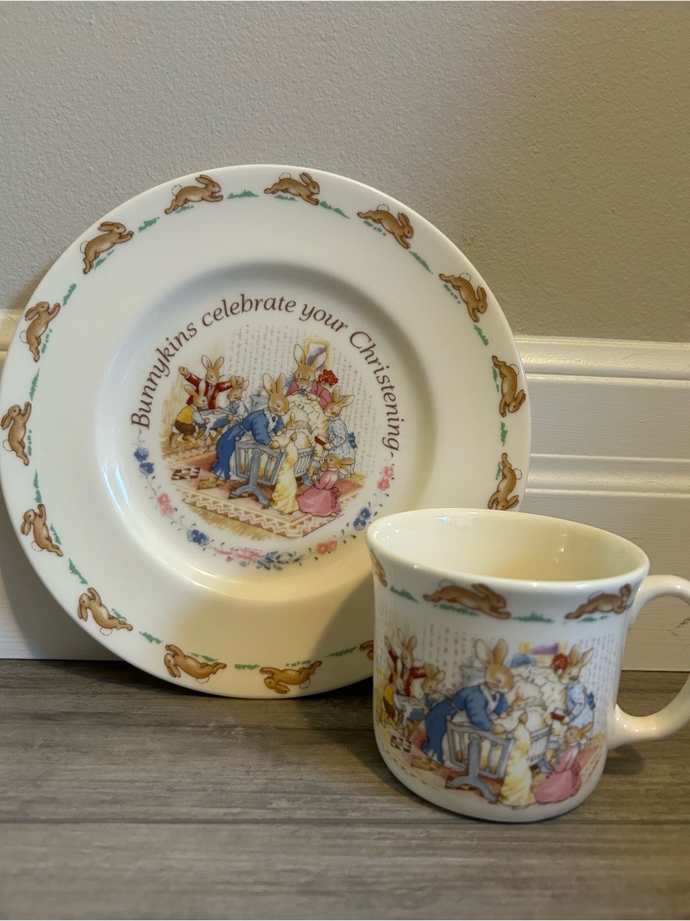 Royal Doulton Bunnykins Christening Plate and Mug Set
